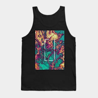 Abstract Green Orange Art, Modern Abstract Art Tank Top